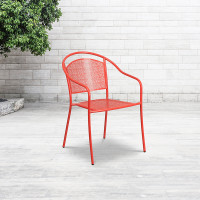 Flash Furniture CO-3-RED-GG Coral Steel Patio Arm Chair in Coral